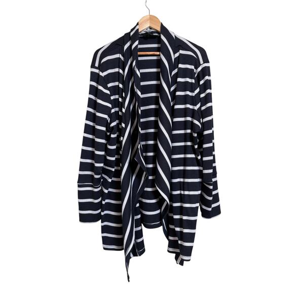 Lane Bryant Women's Dark Navy White Stripe Open Front Cardigan Size 22/24 - Picture 1 of 8